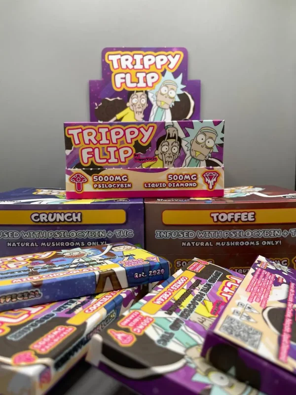 TRIPPY FLIP CHOCOLATE BARS – PSYLOCYBEN + LIQUID DIAMONDS